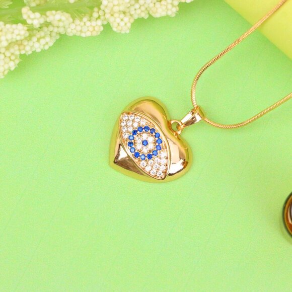 "Heart Shape Evil Eye Pendant in Rose Gold Finish, XPPT1576 - Picture 12 of 13